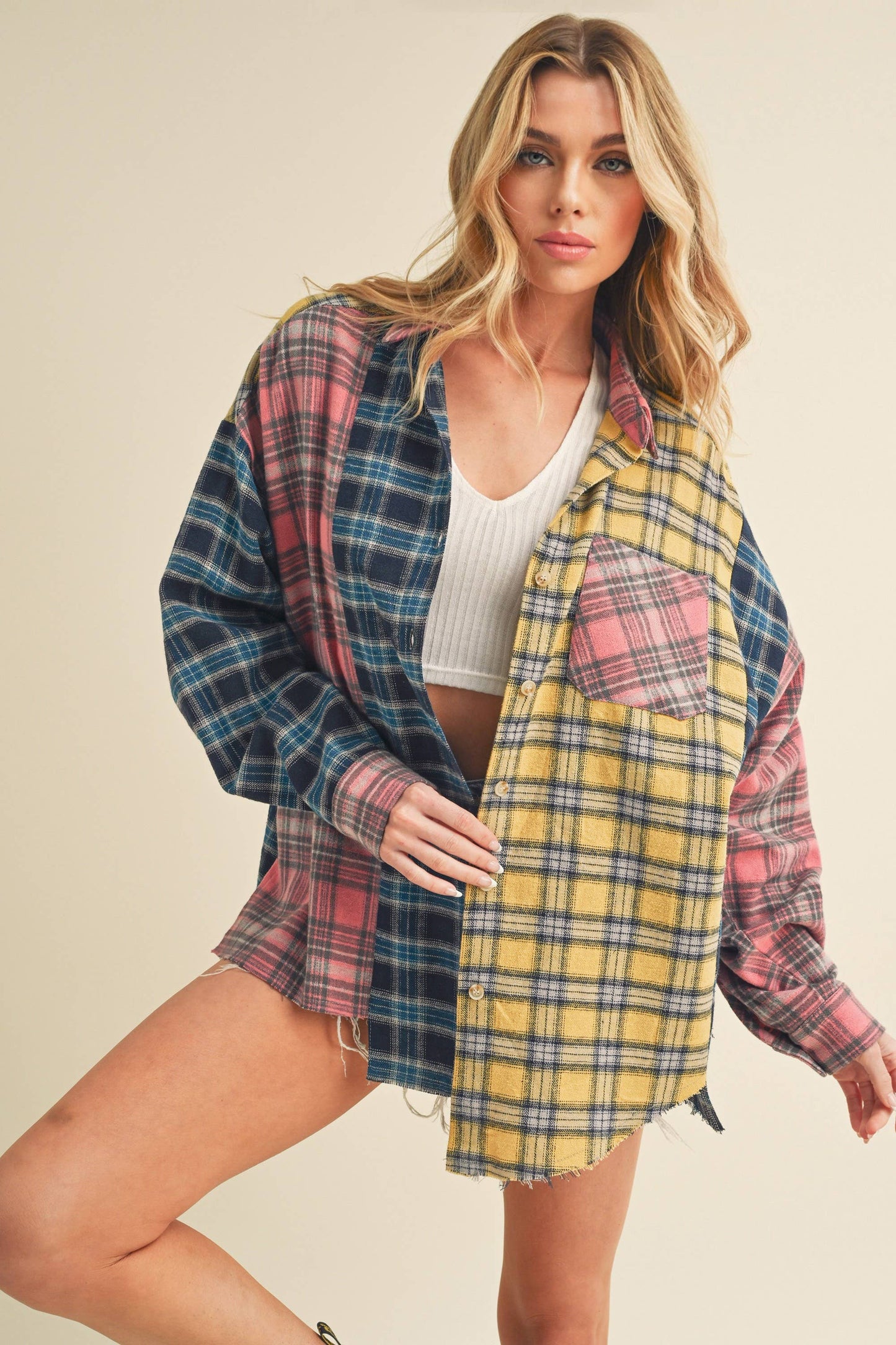 Multi Color Plaid Flannel Shirt