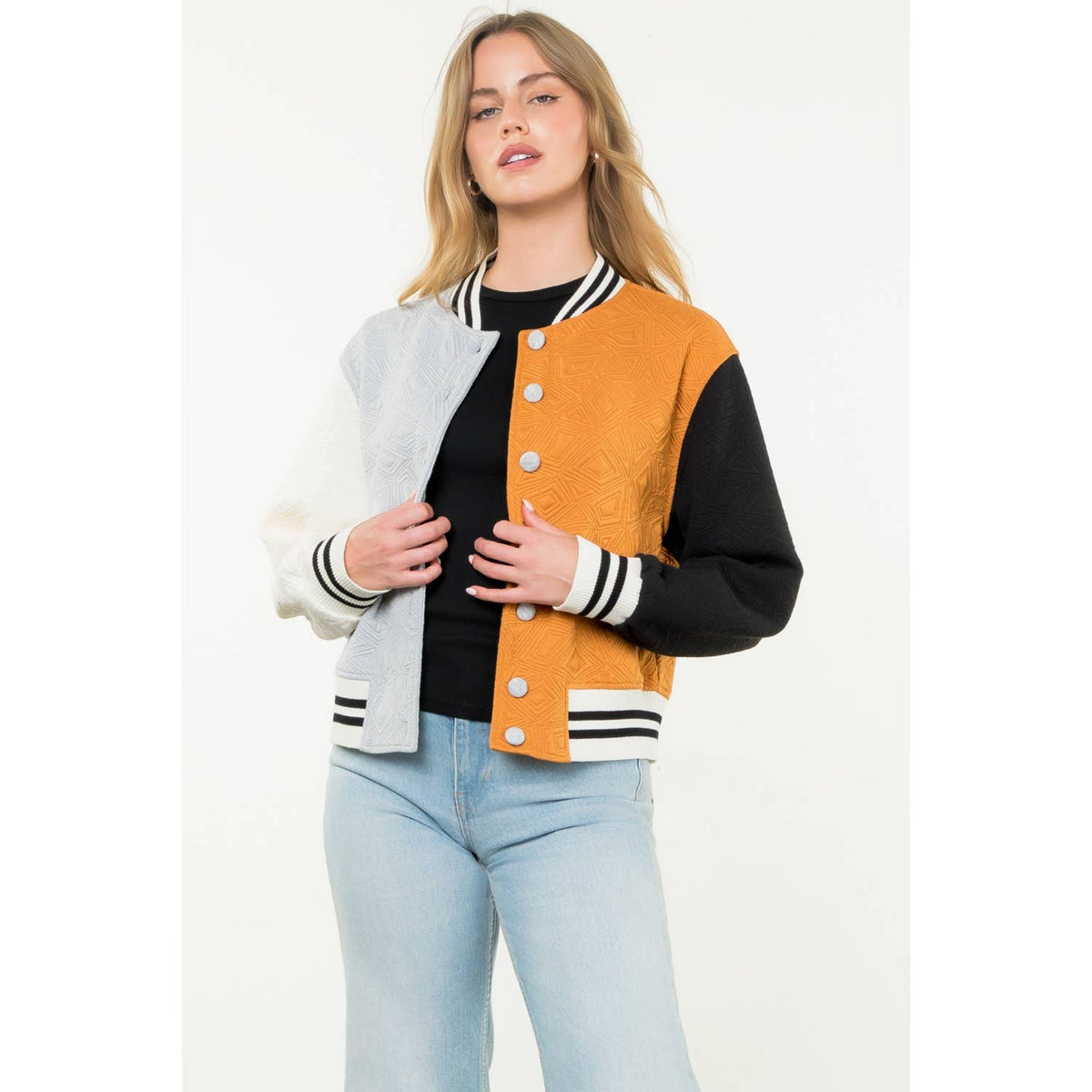 Colorblock Button Up Jacket