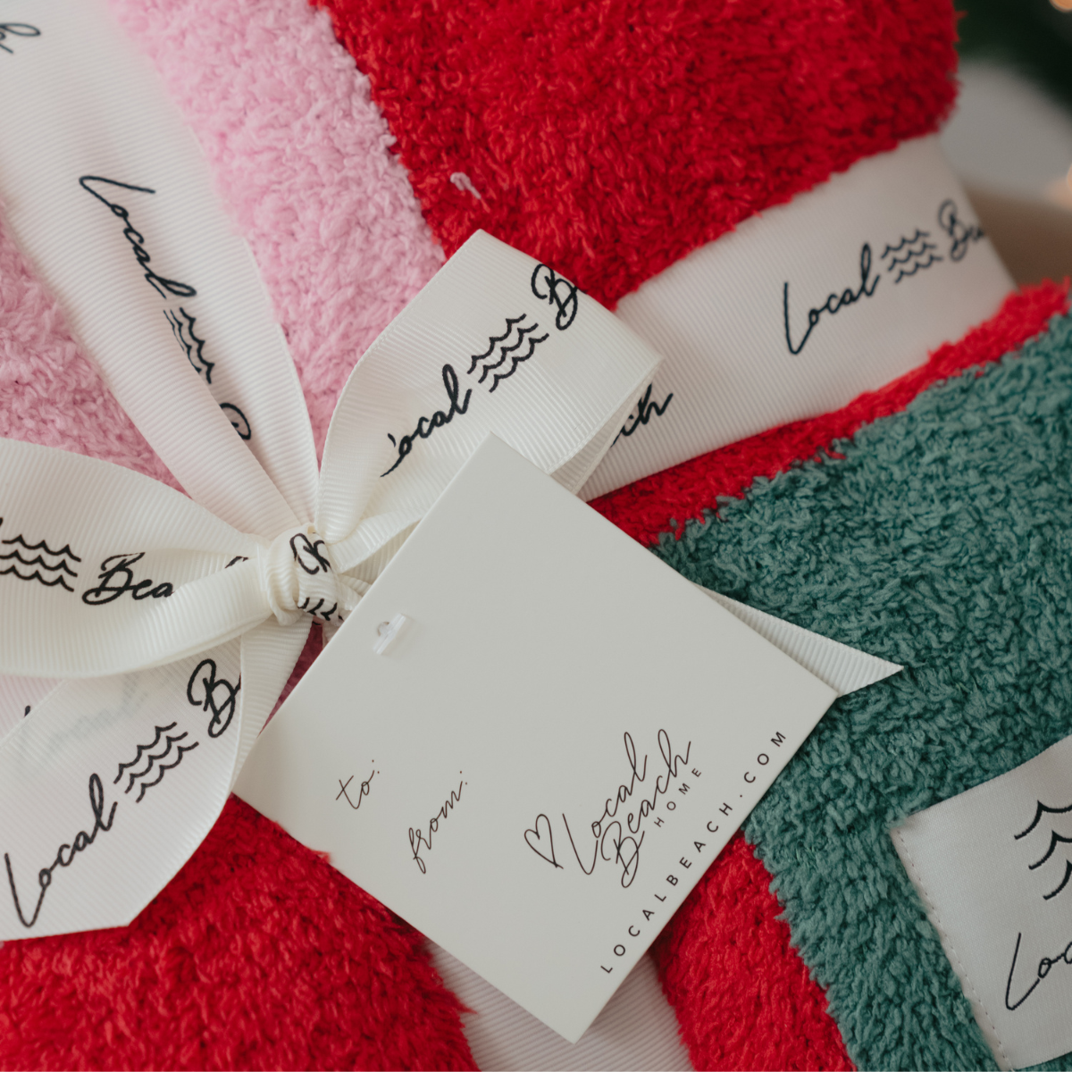 Green/Creme Holiday Stripe Cozy Luxe Home Blanket