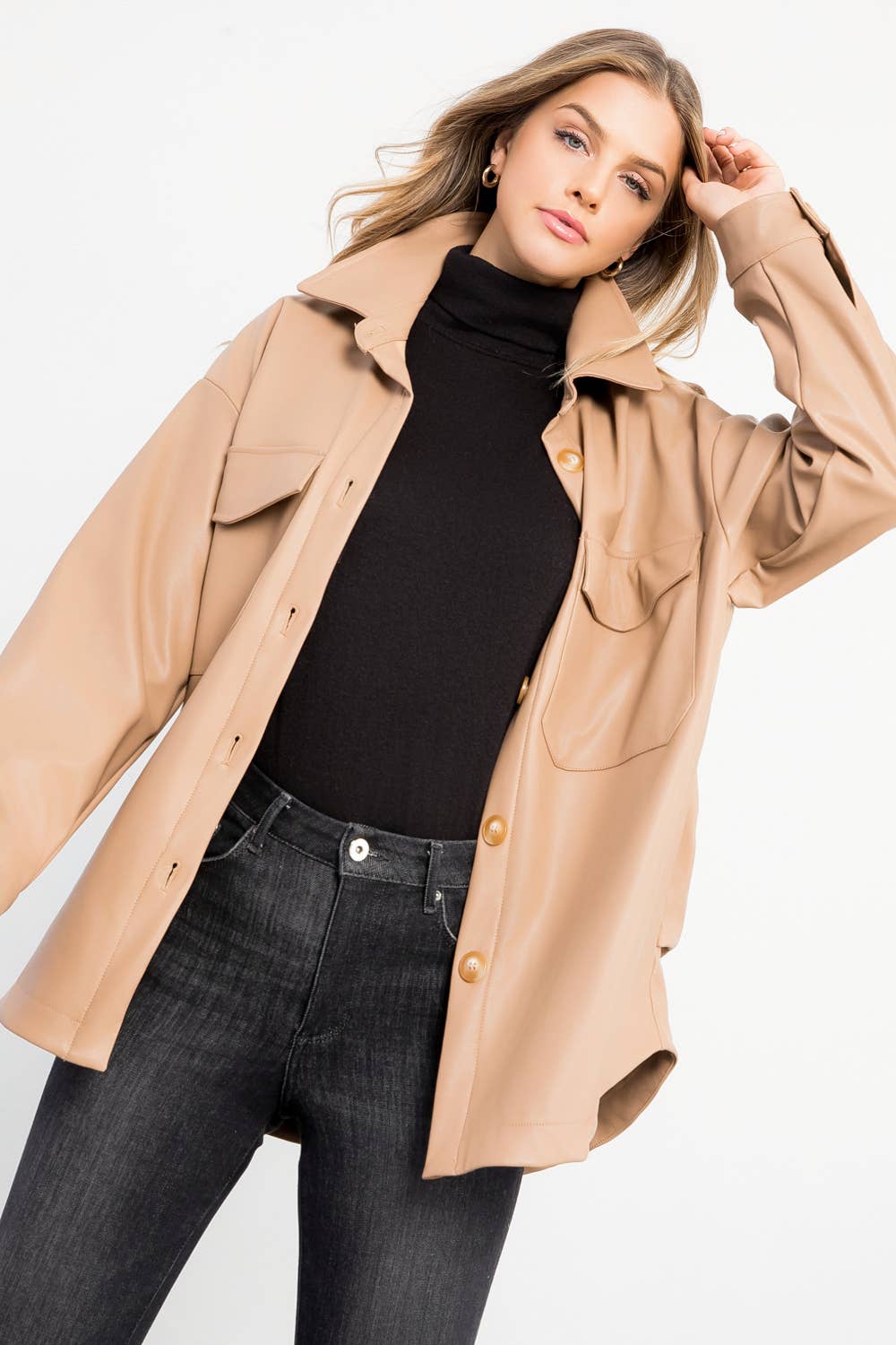 Leather Button Up Jacket