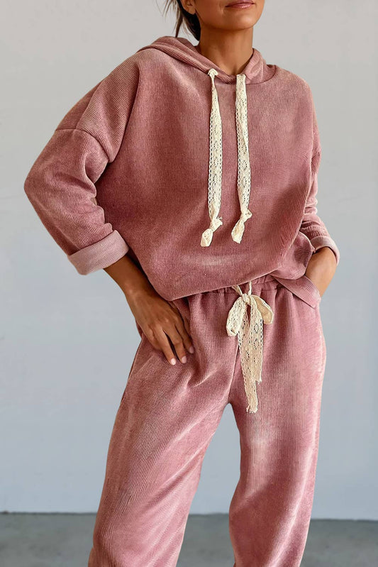 Pullover Hoodie & Corduroy Pants Set