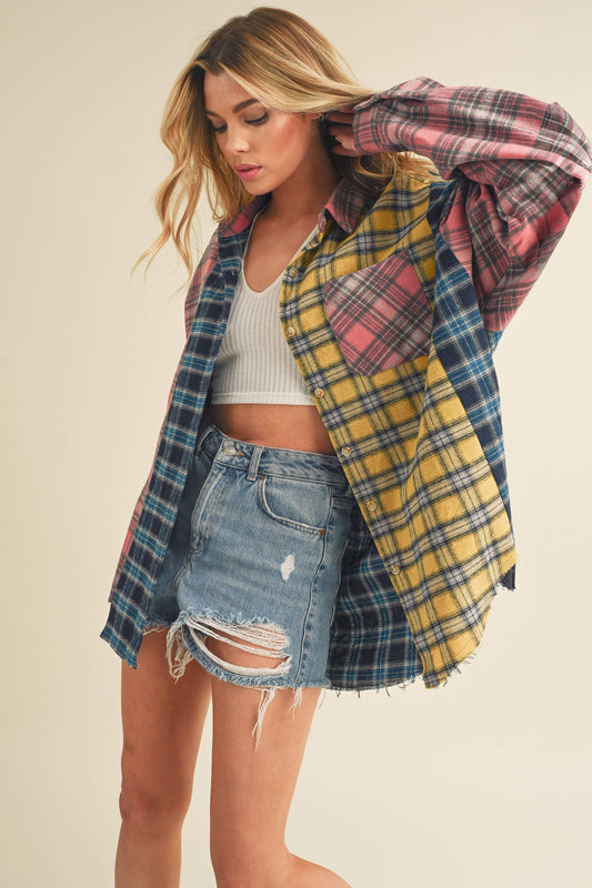 Multi Color Plaid Flannel Shirt
