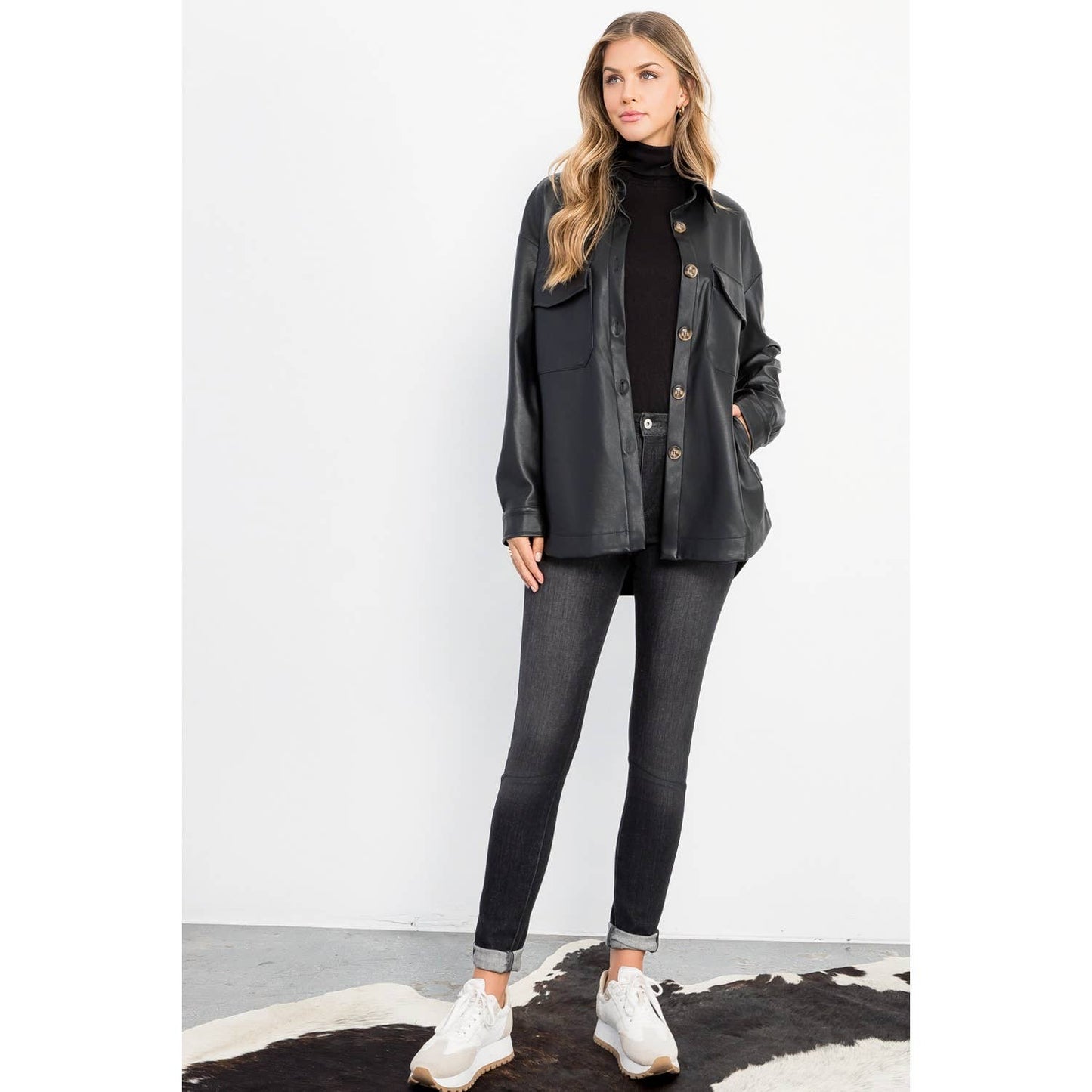 Leather Button Up Jacket