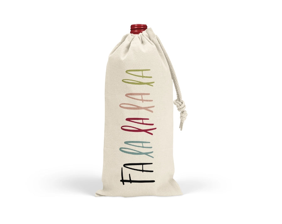 Fa La La La La Christmas Wine Bag Drawstring Canvas Tote