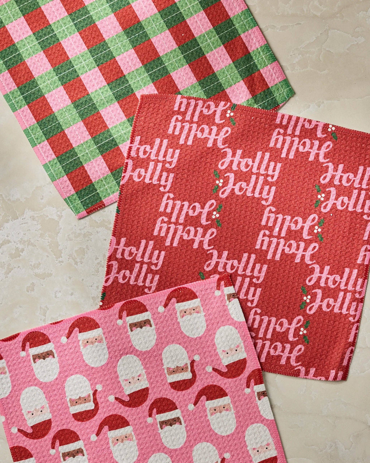 Holly Jolly Santa Dishcloth Set