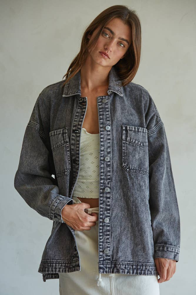 Grey Washed Denim Jacket