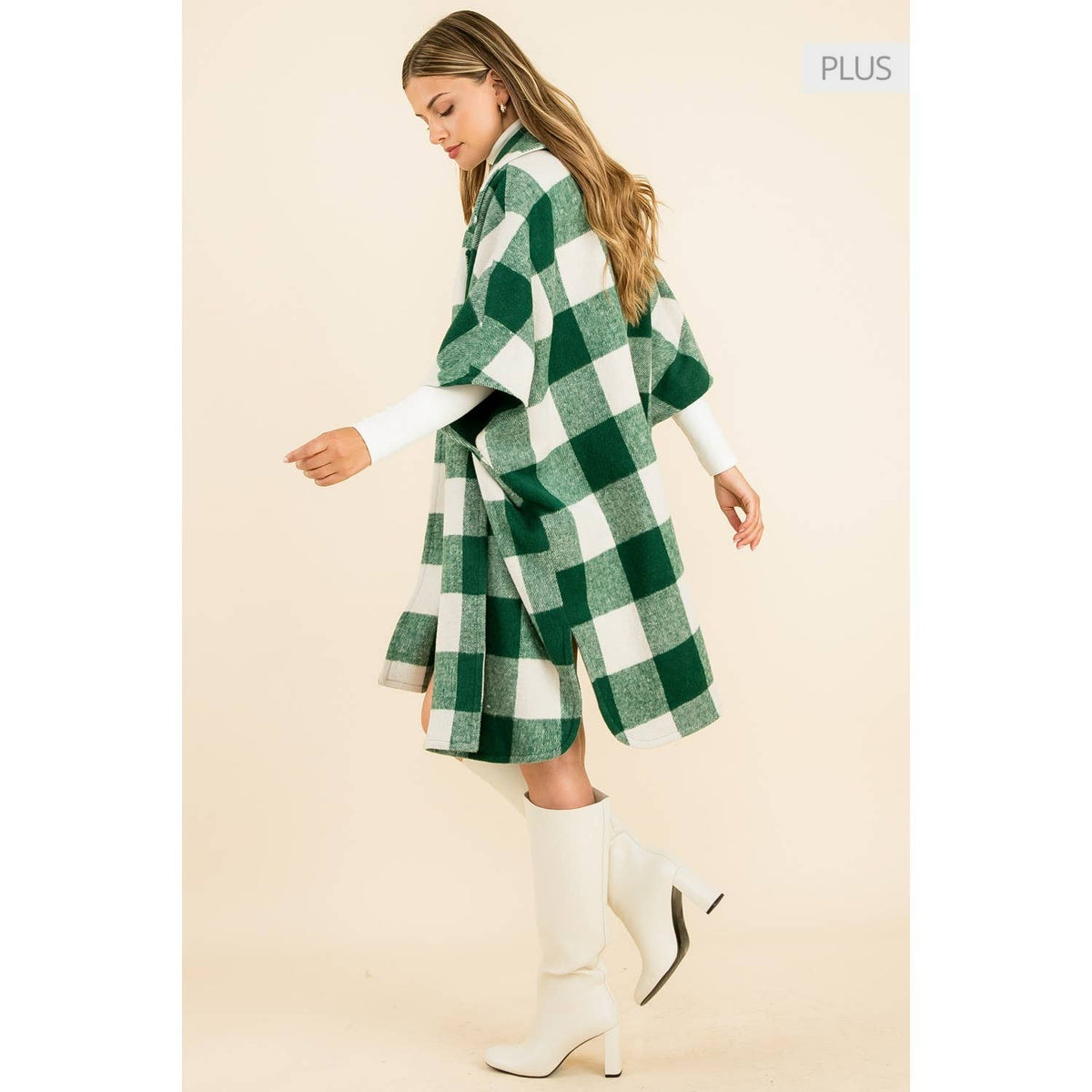 Green Checkered Long Coat