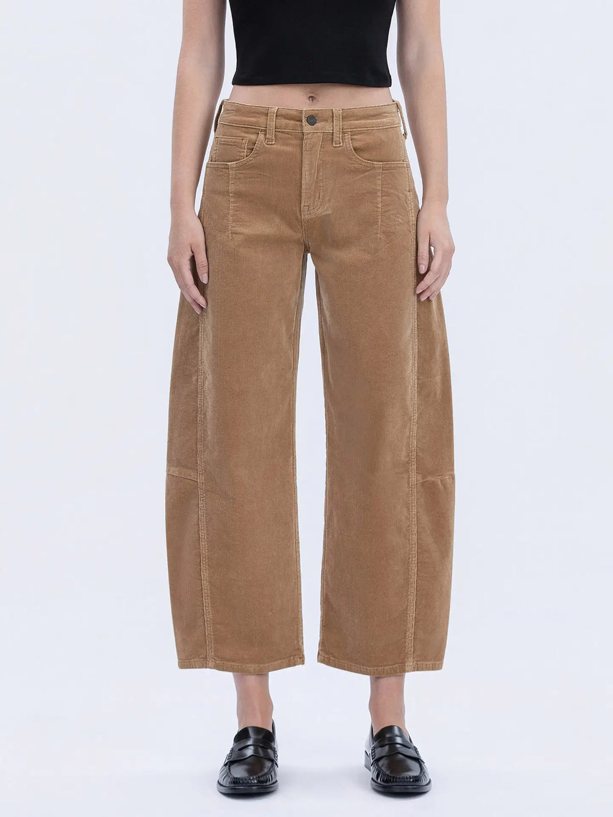 Khaki Corduroy Barrel Pant