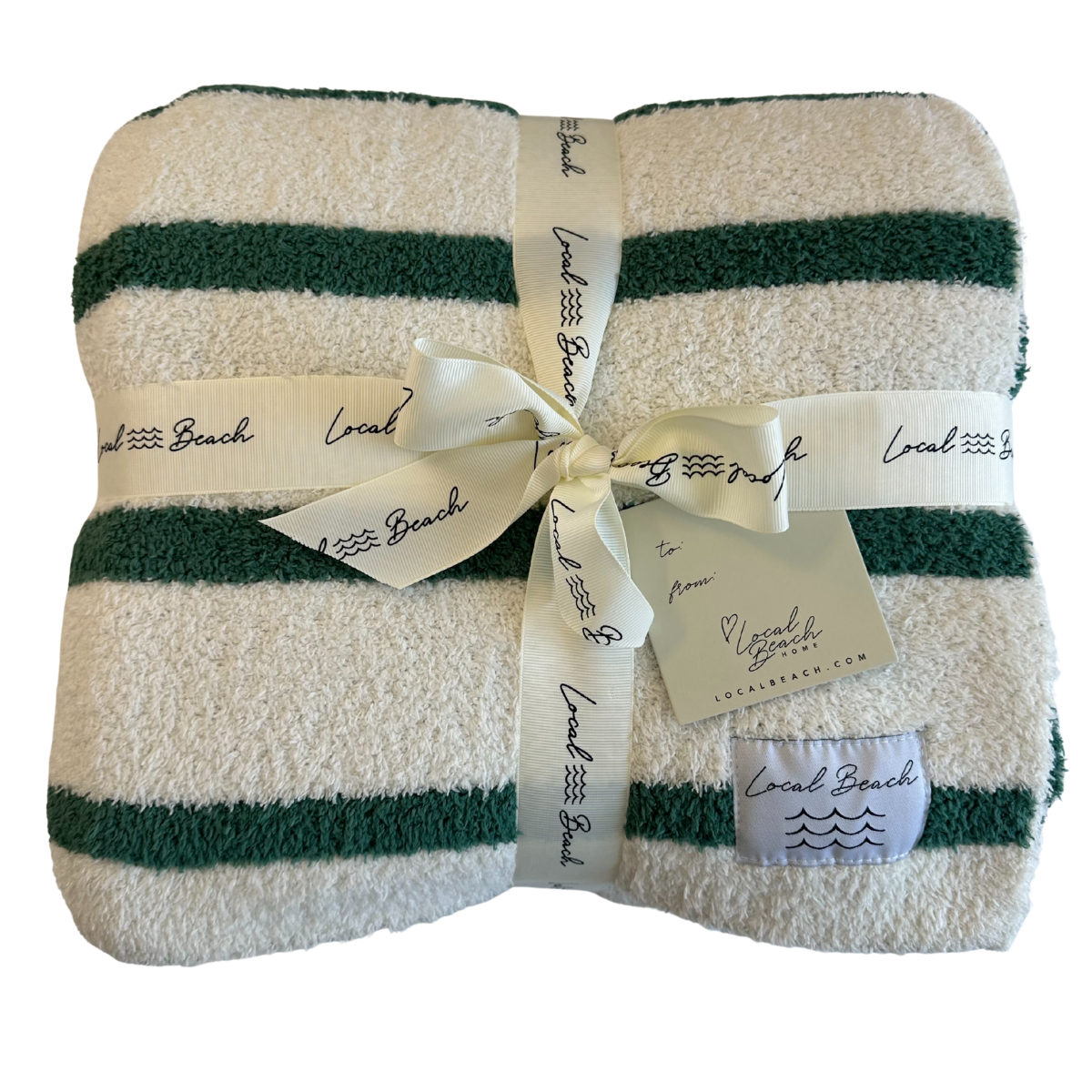 Green/Creme Holiday Stripe Cozy Luxe Home Blanket