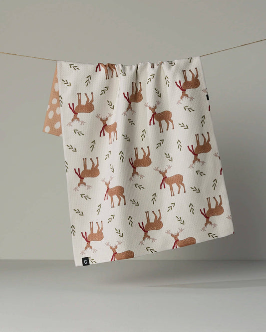 Winter Reindeer Luxe Kitchen Towel