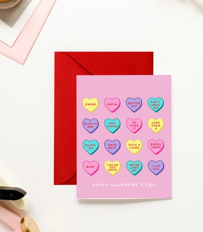 Happy Galentine's Day Breakup Candy Hearts Greeting Card