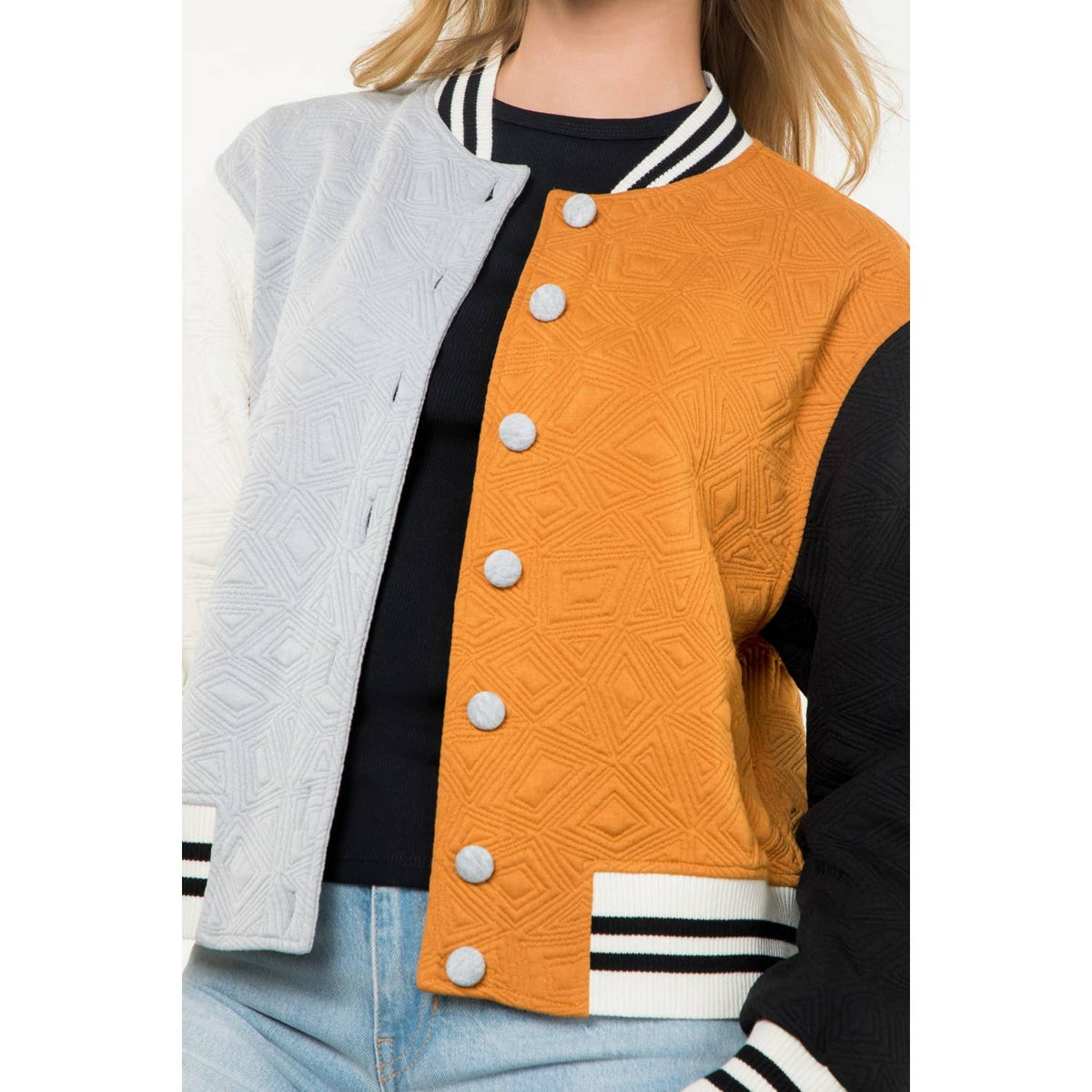 Colorblock Button Up Jacket