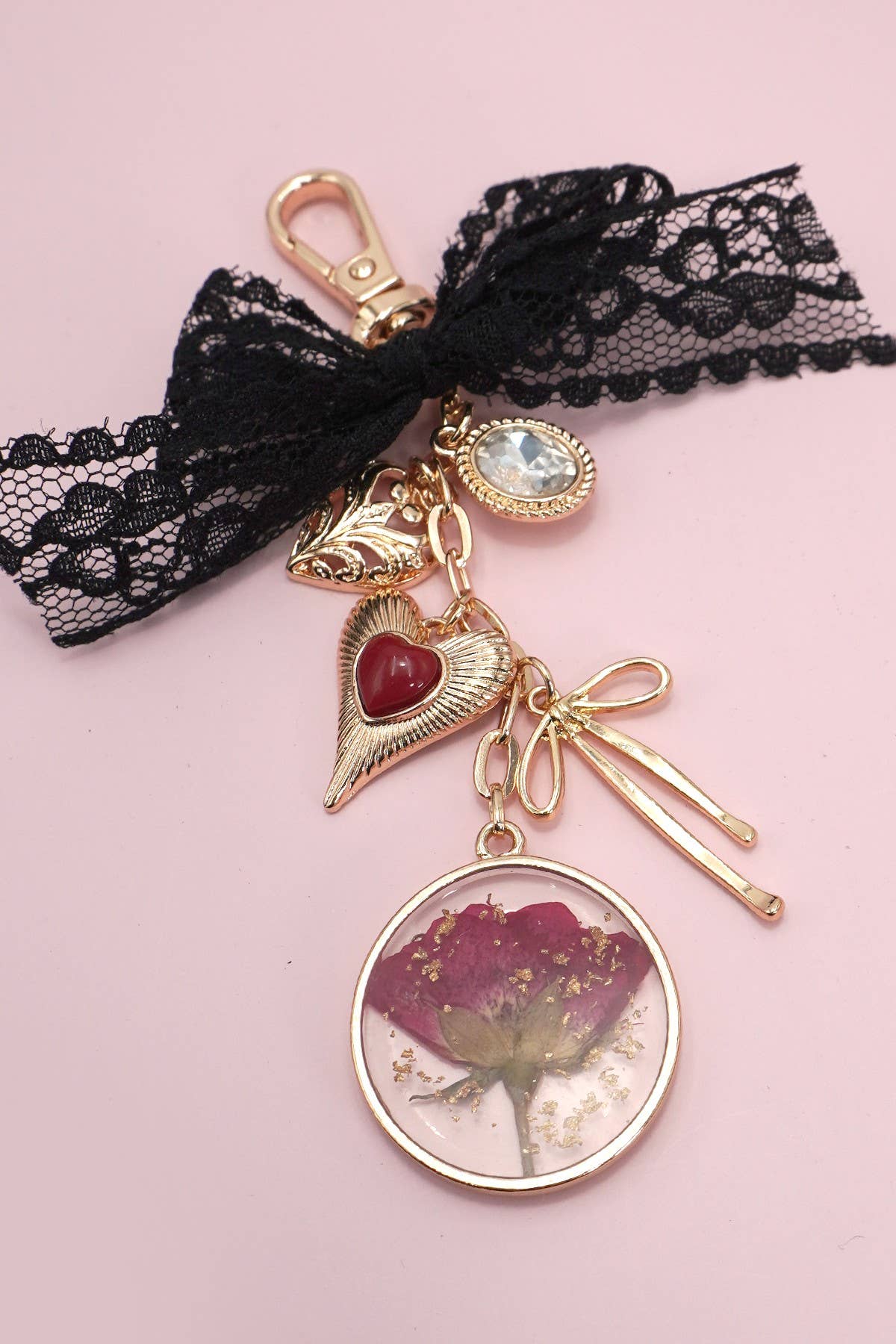 BLACK LACE BAG CHARM