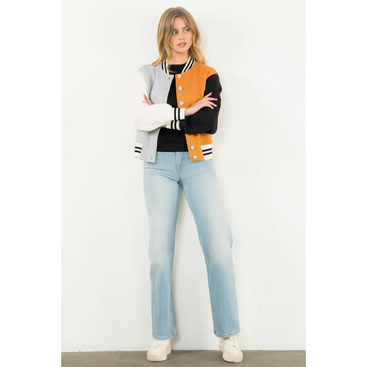 Colorblock Button Up Jacket