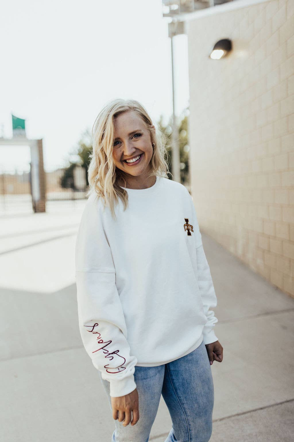ISU Brees Sleeve Women's Fleece Crewneck Sweater