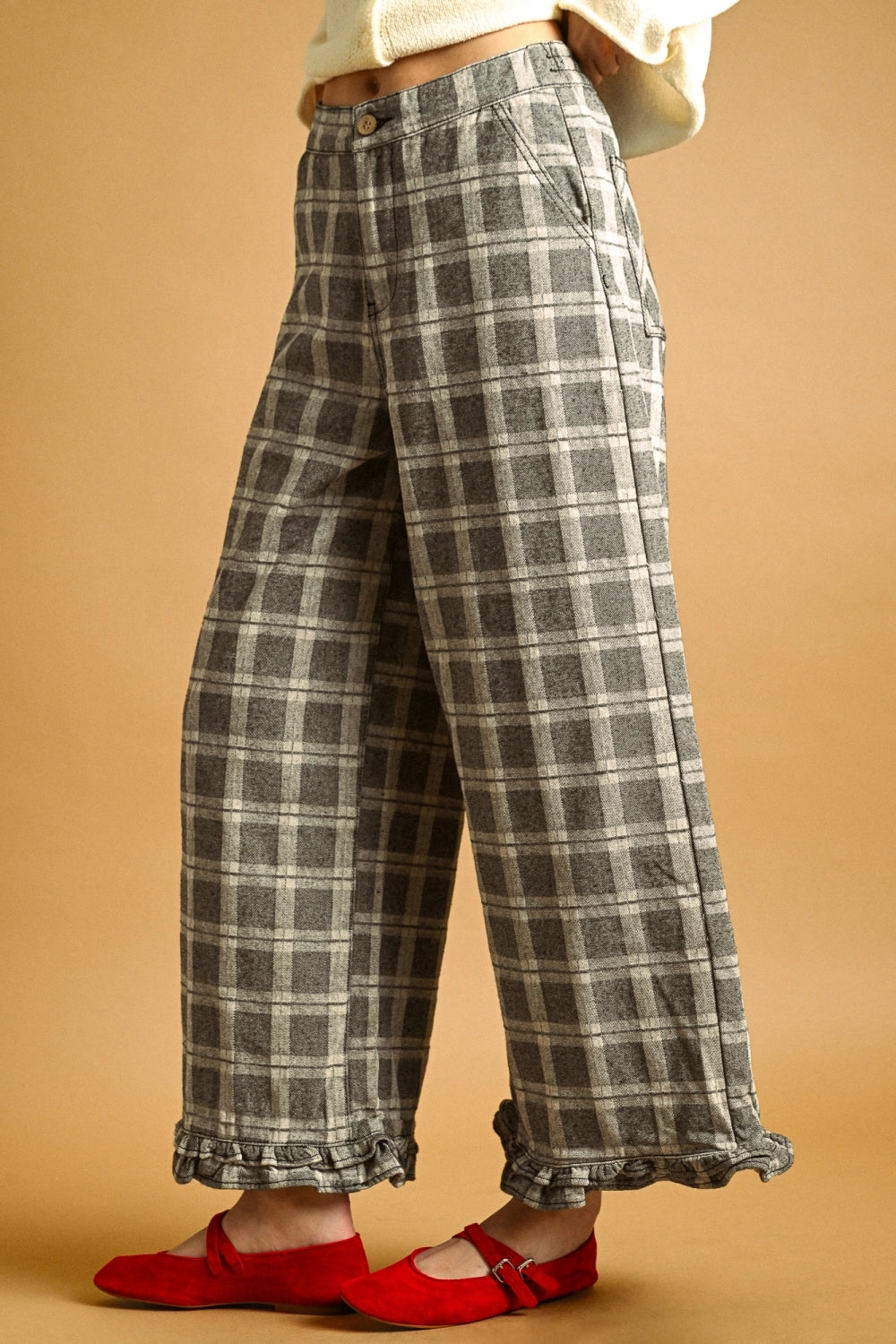 Plaid Ruffle Pant