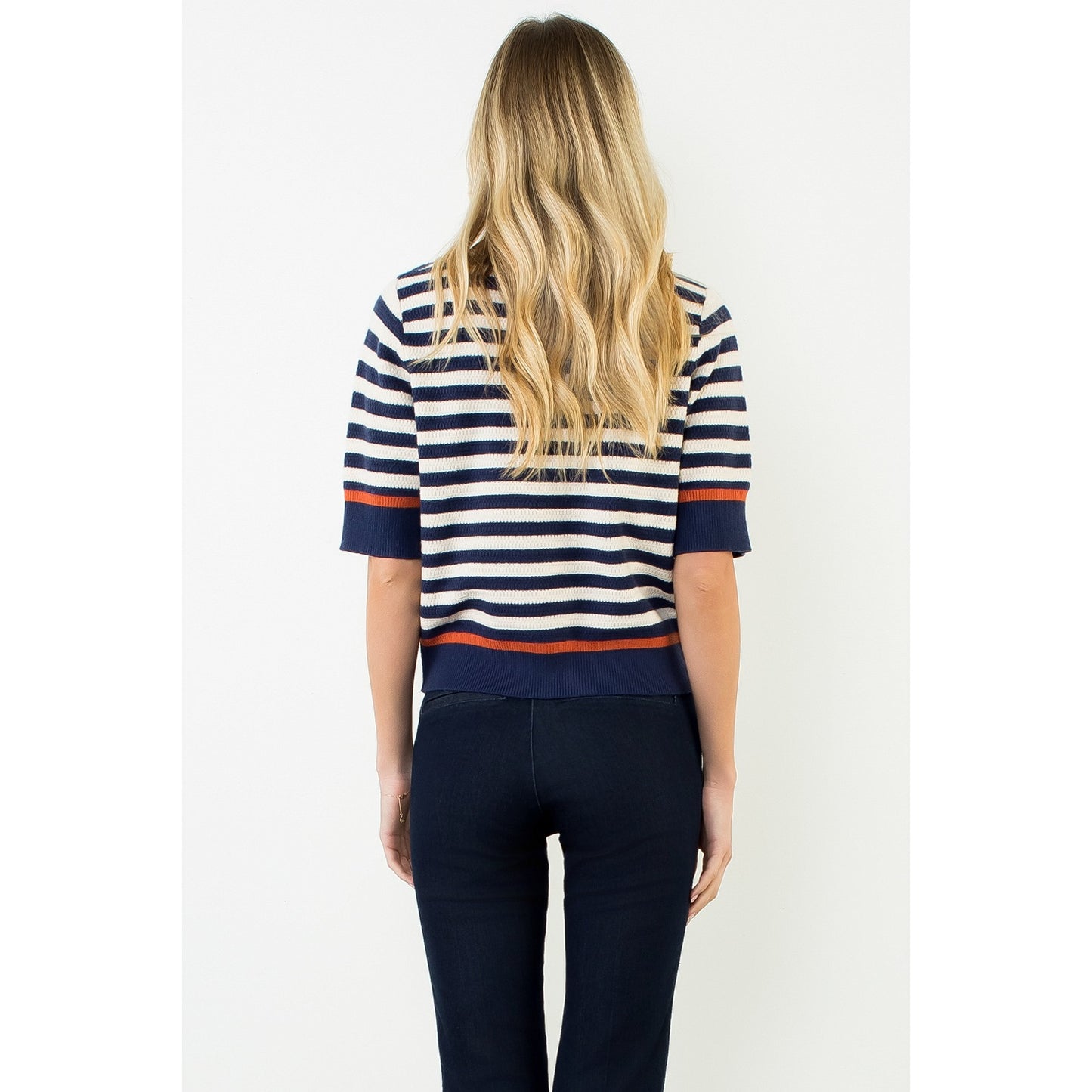 Navy Short Sleeve Sweater