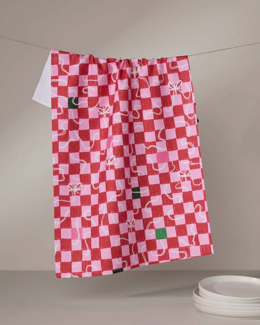 Wrapped Checkers Tea Towel