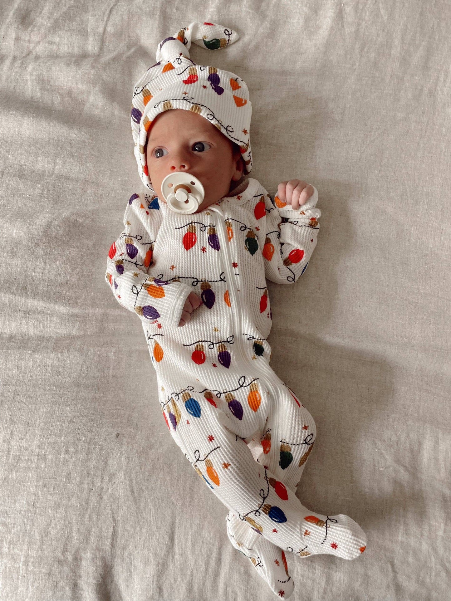 Organic Waffle Christmas Lights + Hat