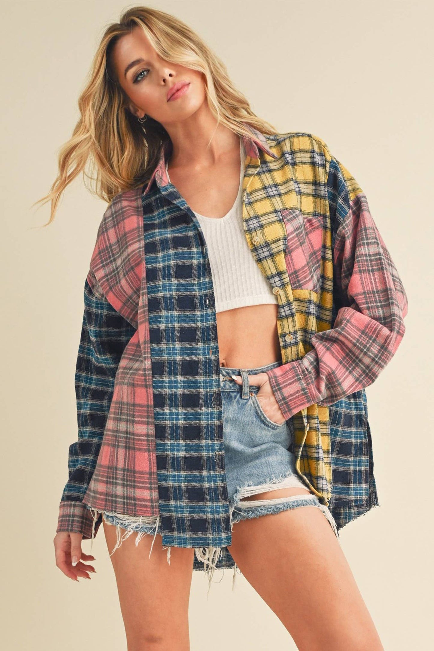 Multi Color Plaid Flannel Shirt