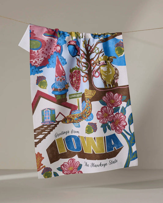 Greetings From Iowa Tea Towel