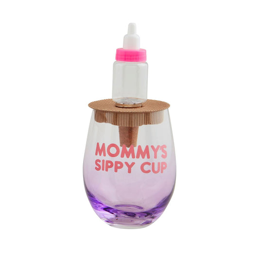 Mom Wine Glass and Topper Set