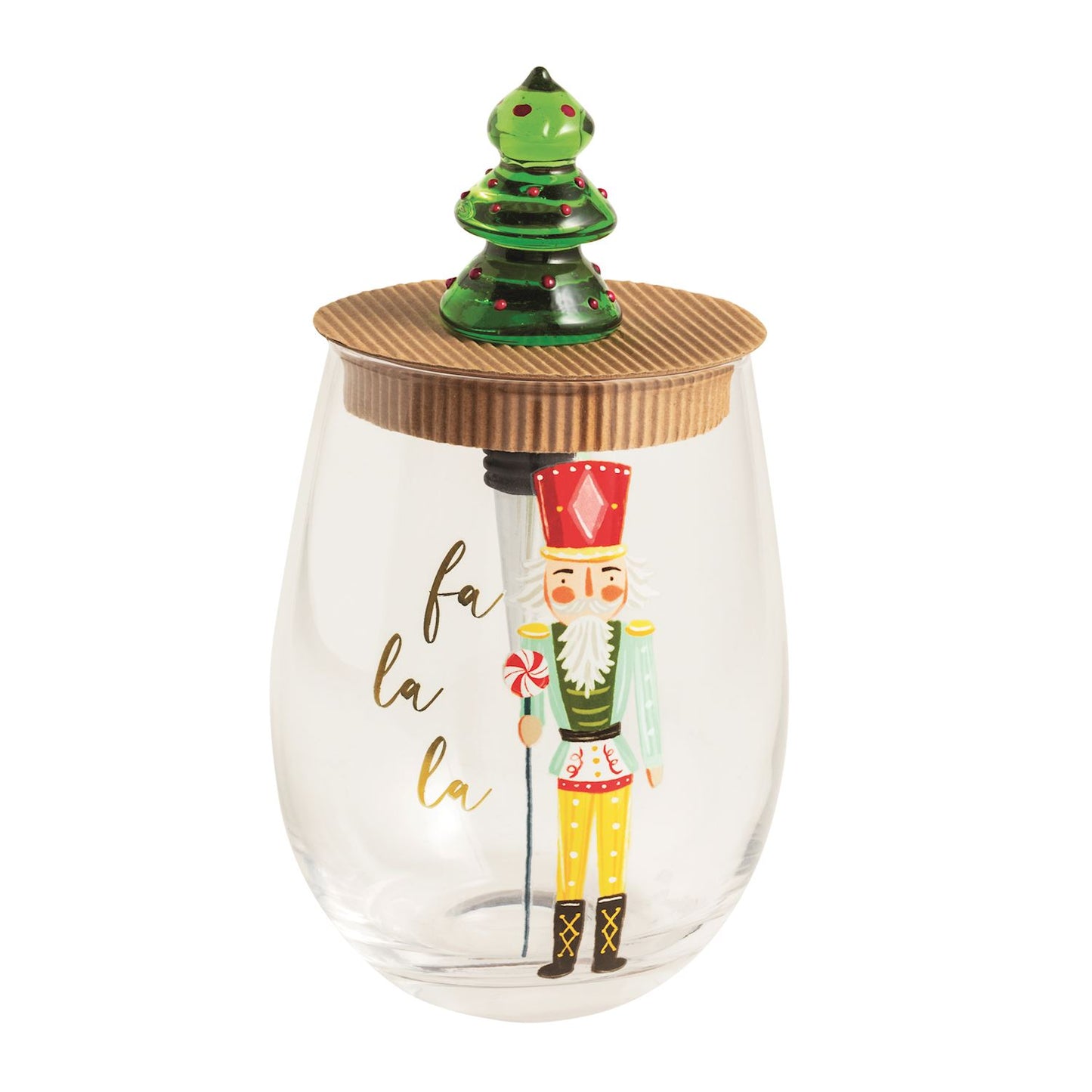 Christmas Wine Glass and Stopper