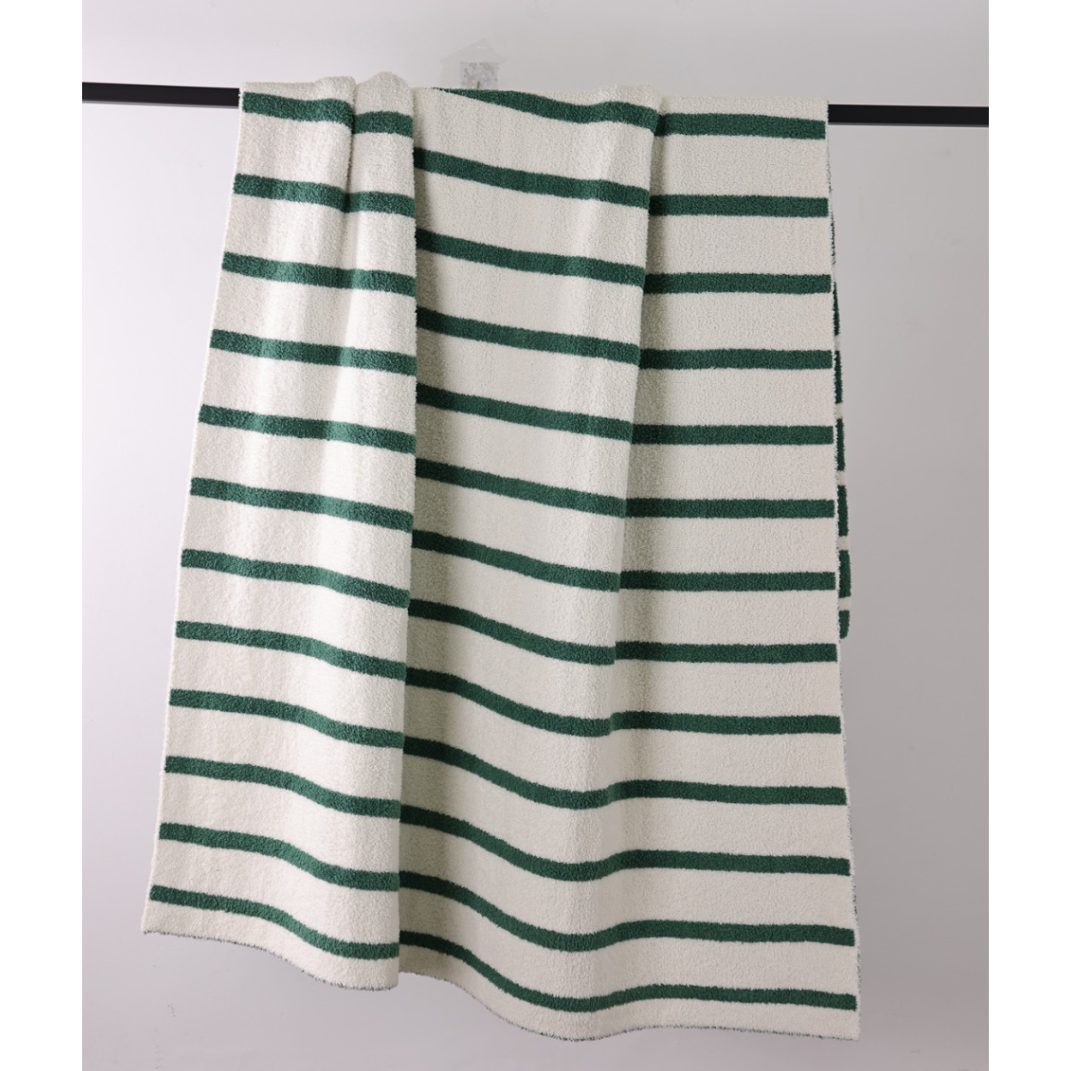 Green/Creme Holiday Stripe Cozy Luxe Home Blanket