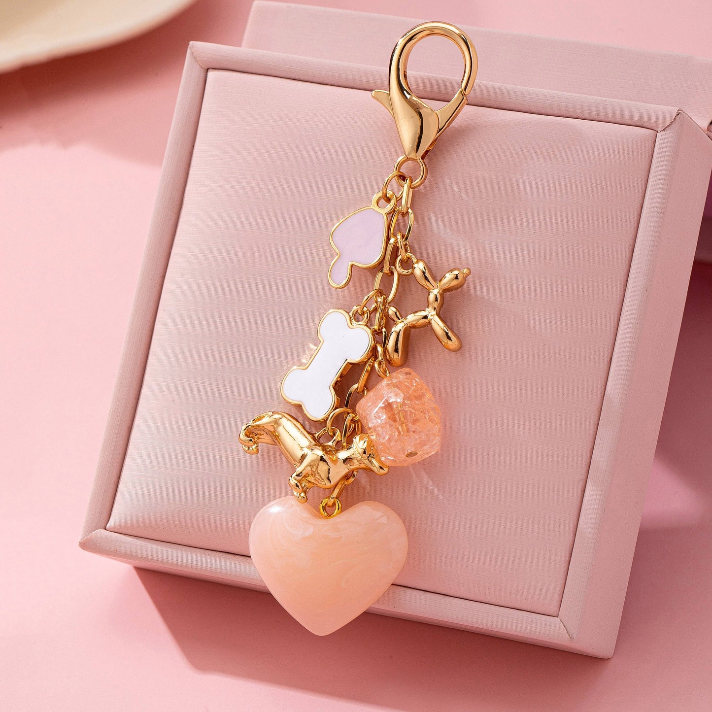 HEART DOG BONE BAG CHARM