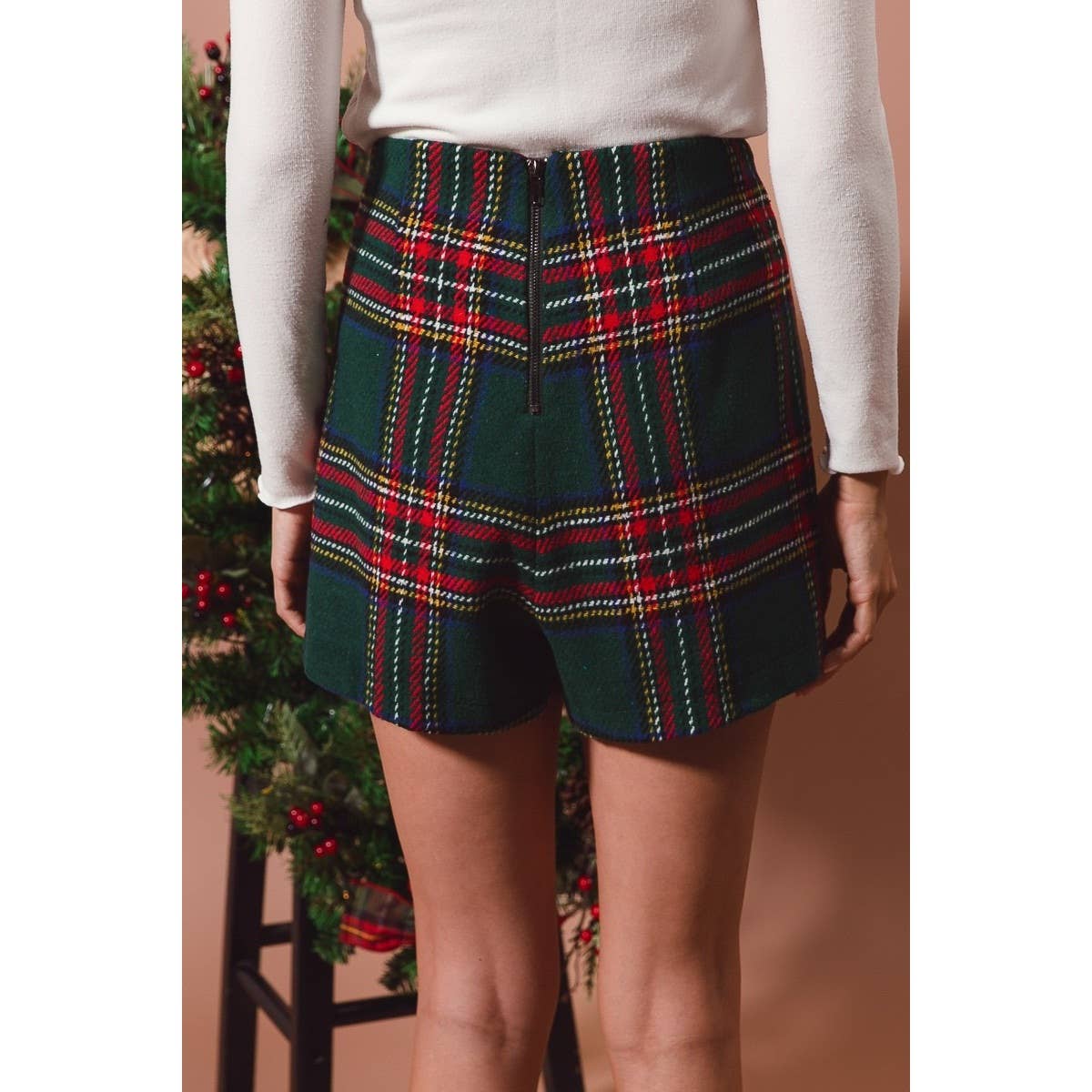 Christmas Checkered Plaid Holiday Skort