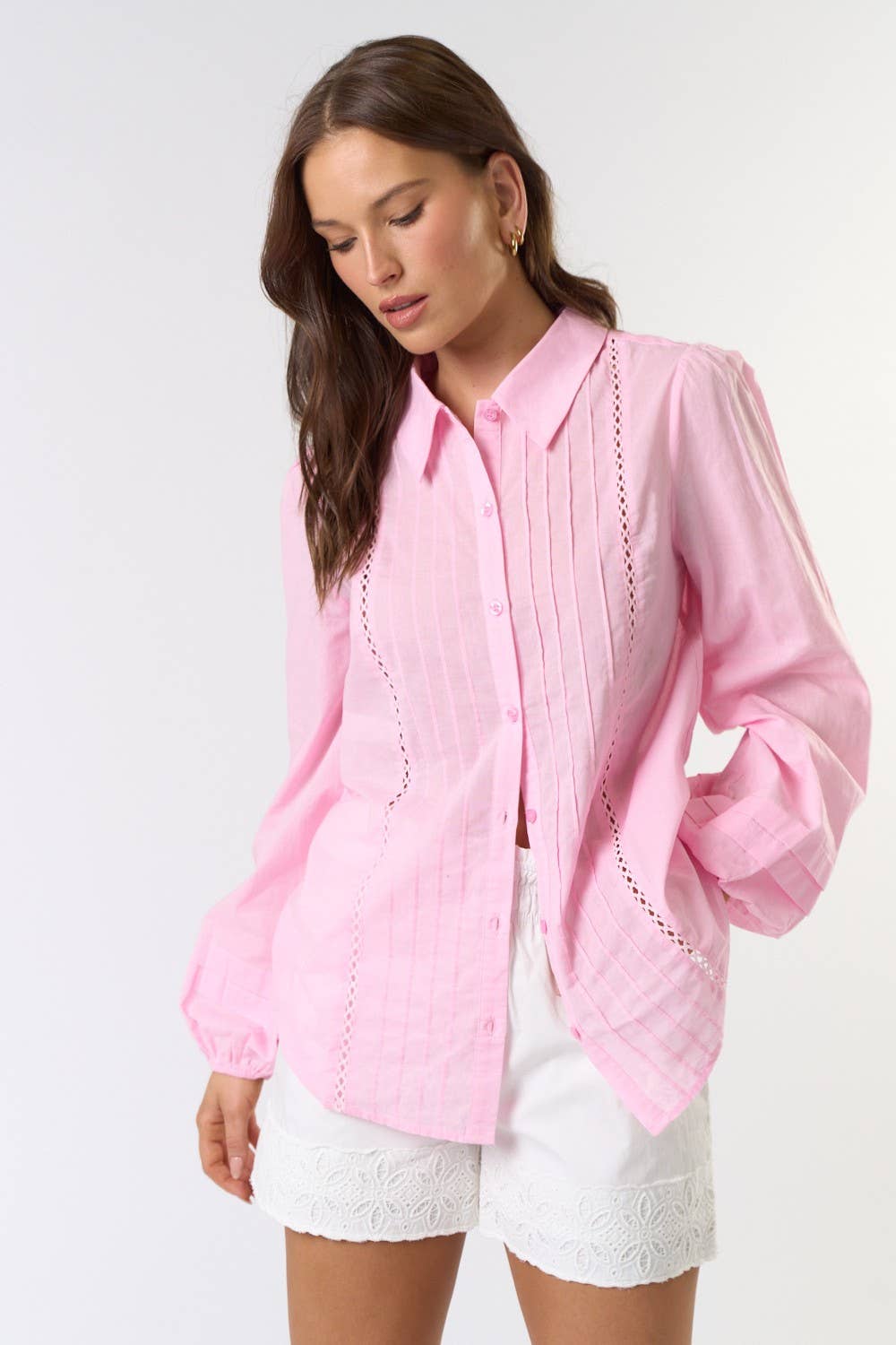 WHITE PUFF LONG SLEEVE SHIRT