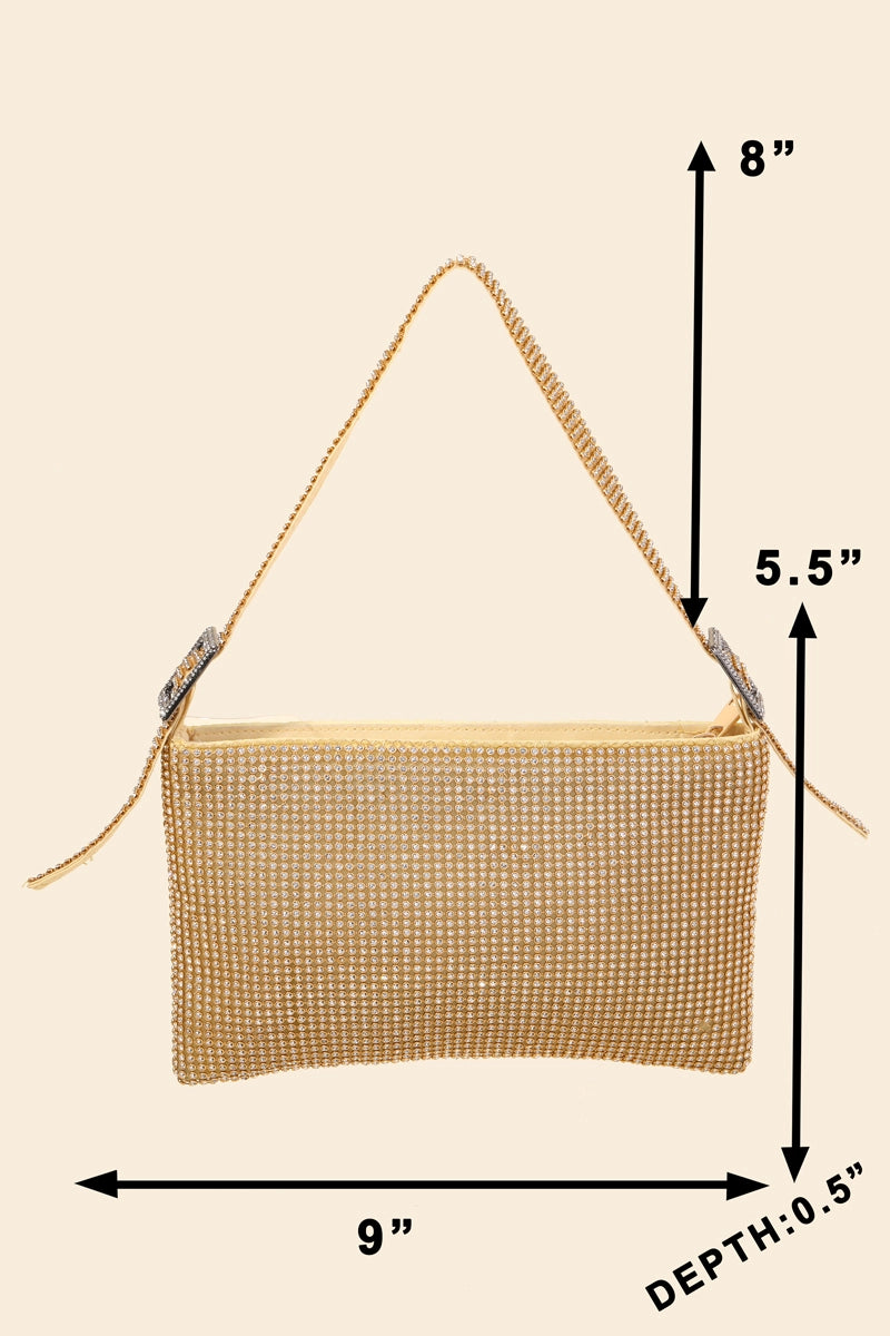 Gold Rhinestone Rectangle Fashion Handbag