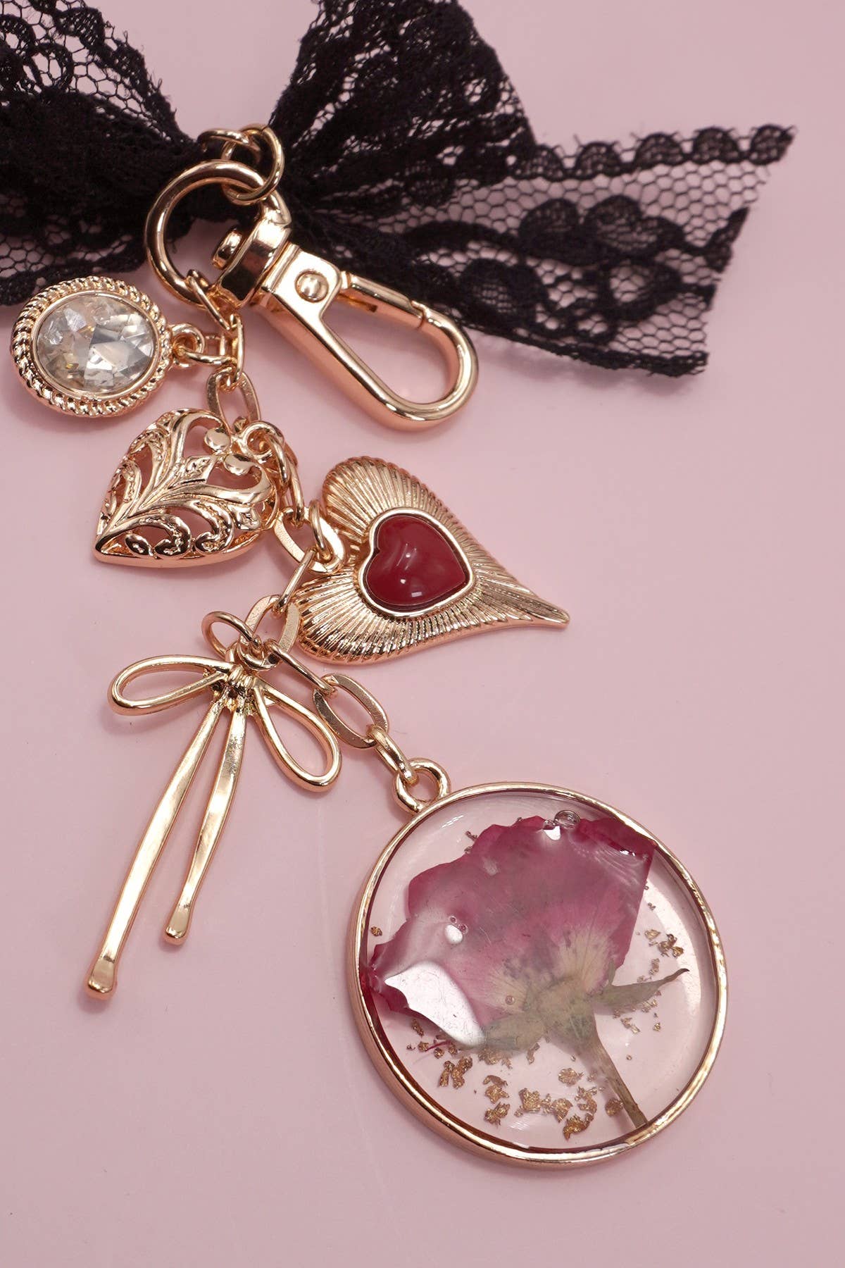 BLACK LACE BAG CHARM