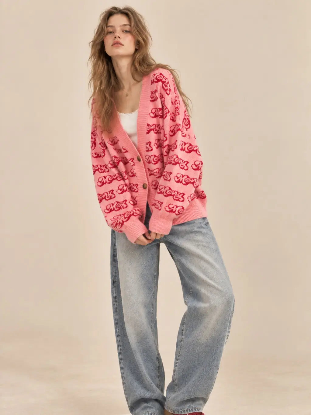 Merry Christmas Pink Cardigan