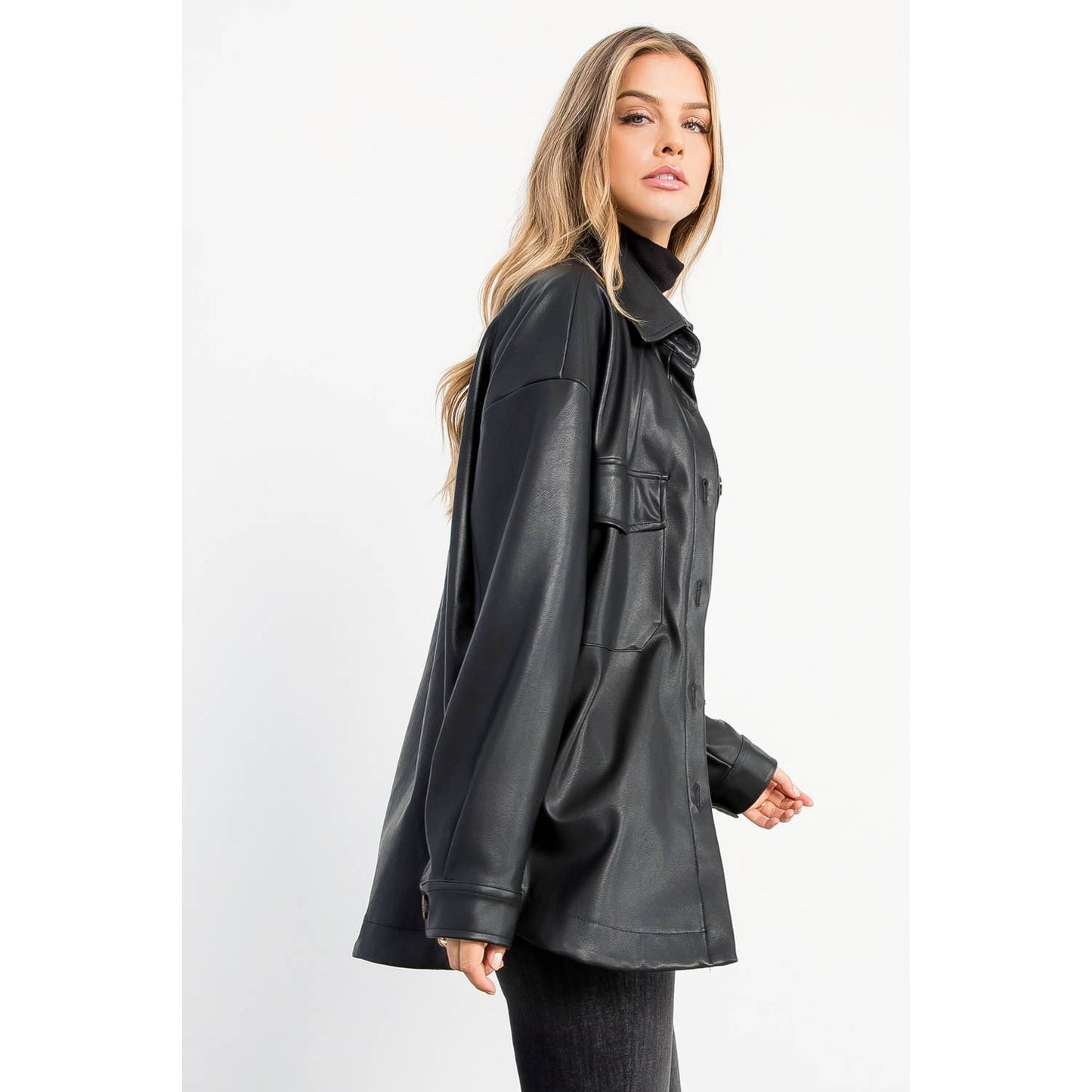 Leather Button Up Jacket