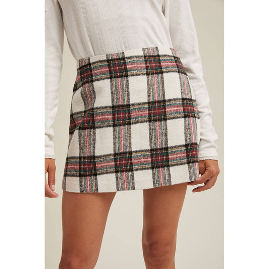 BRUSHED PLAID MINI SKORT