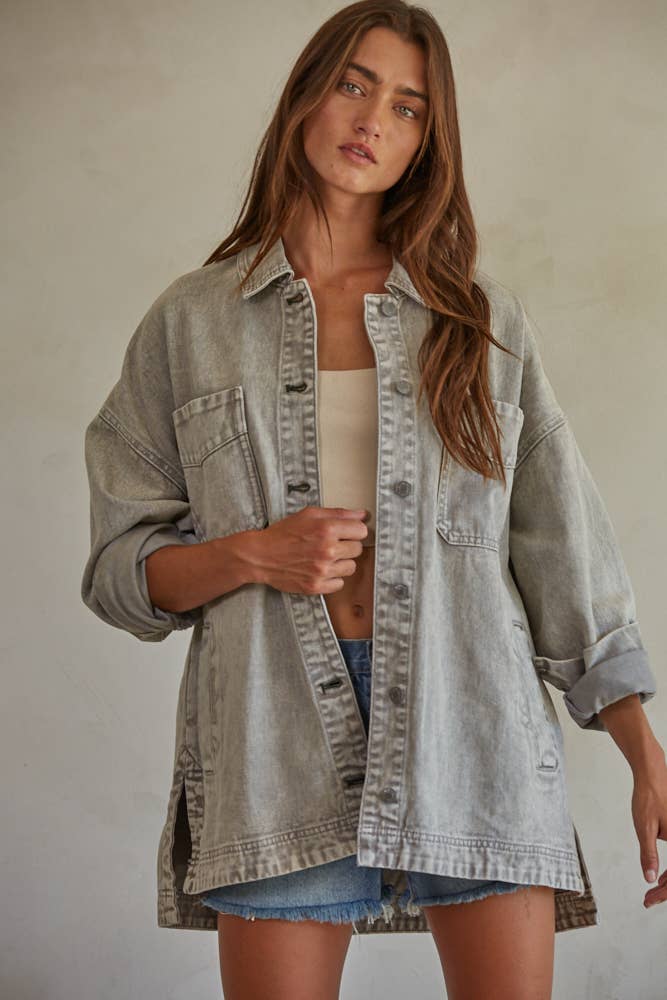 Grey Washed Denim Jacket