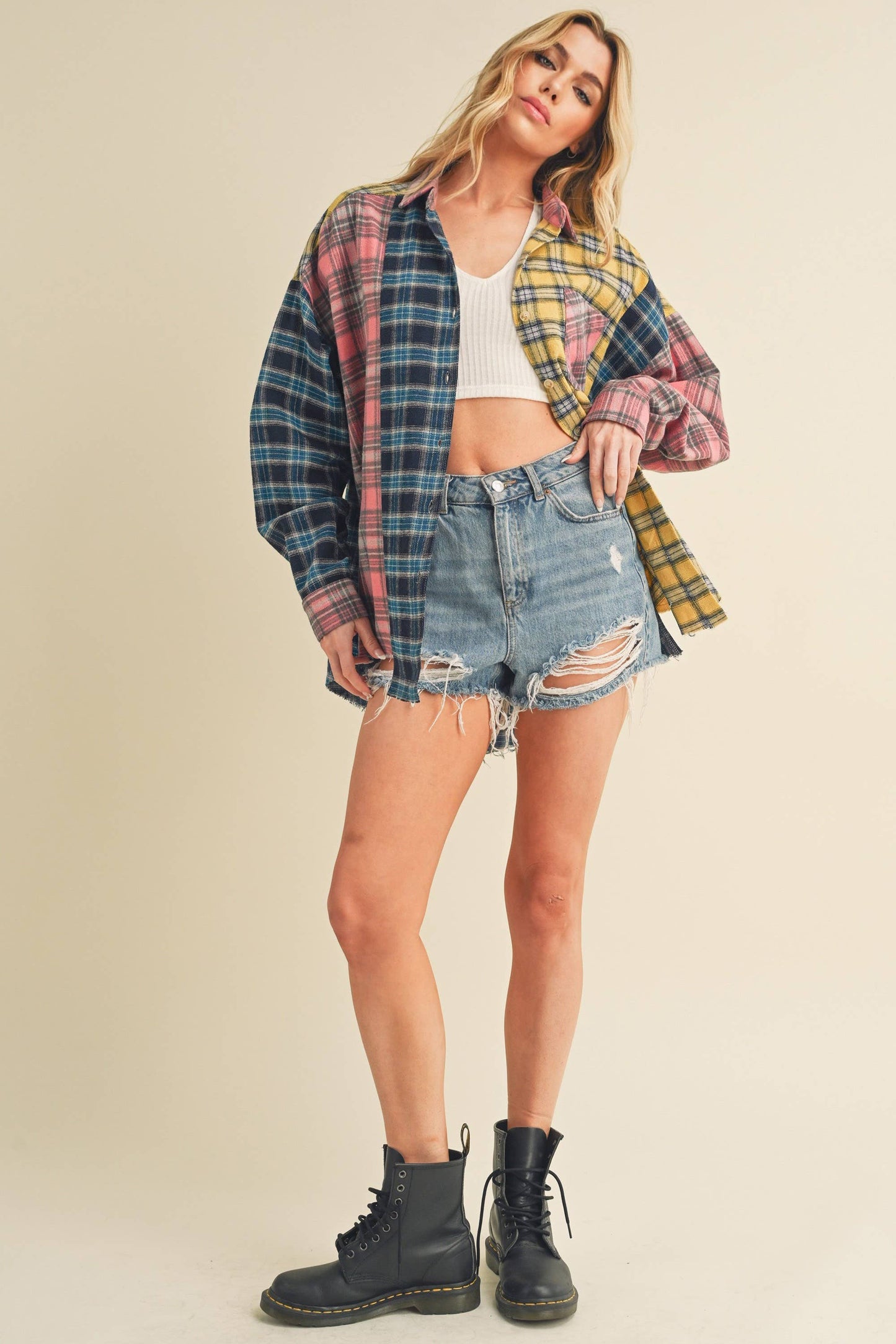 Multi Color Plaid Flannel Shirt