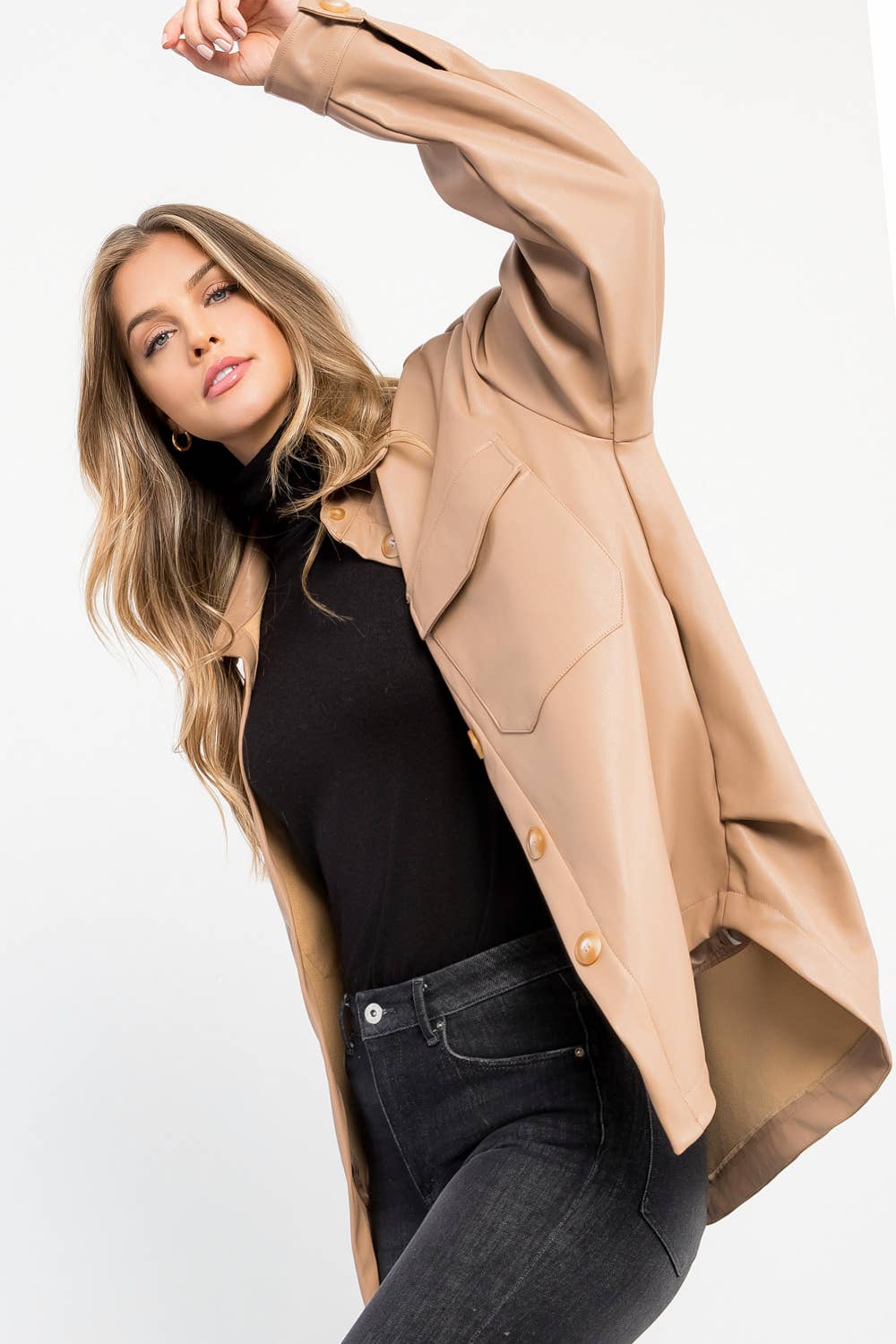 Leather Button Up Jacket