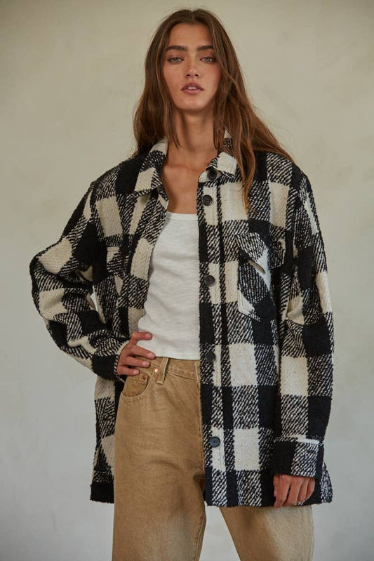 Wool Polyester Button Down Jacket