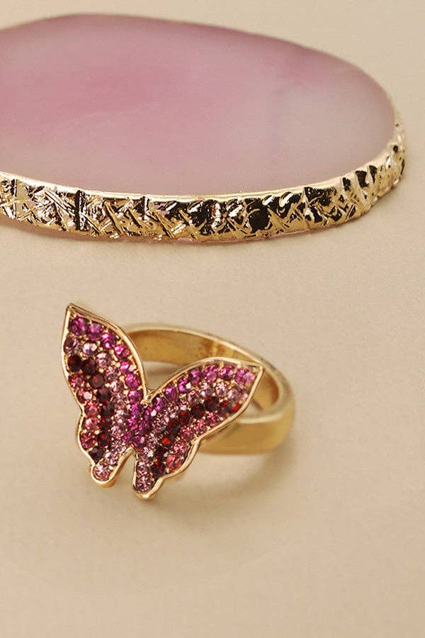 PINK BUTTERFLY RING