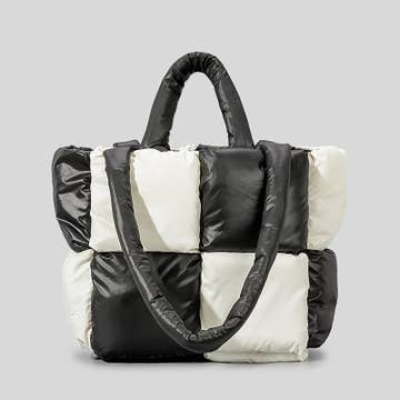 Puffer Black & White Handbag