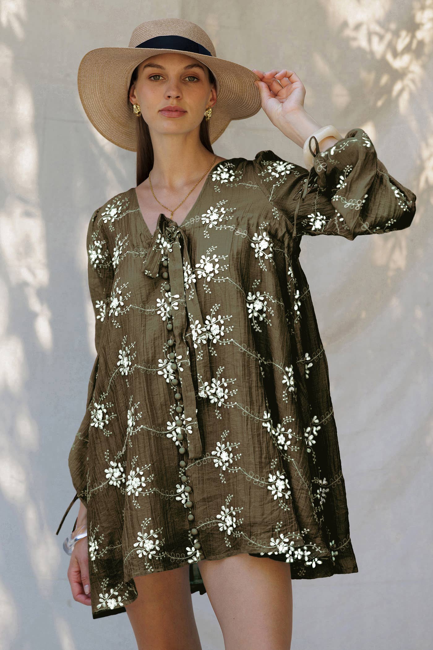 Floral Mini Dress with Balloon Sleeves