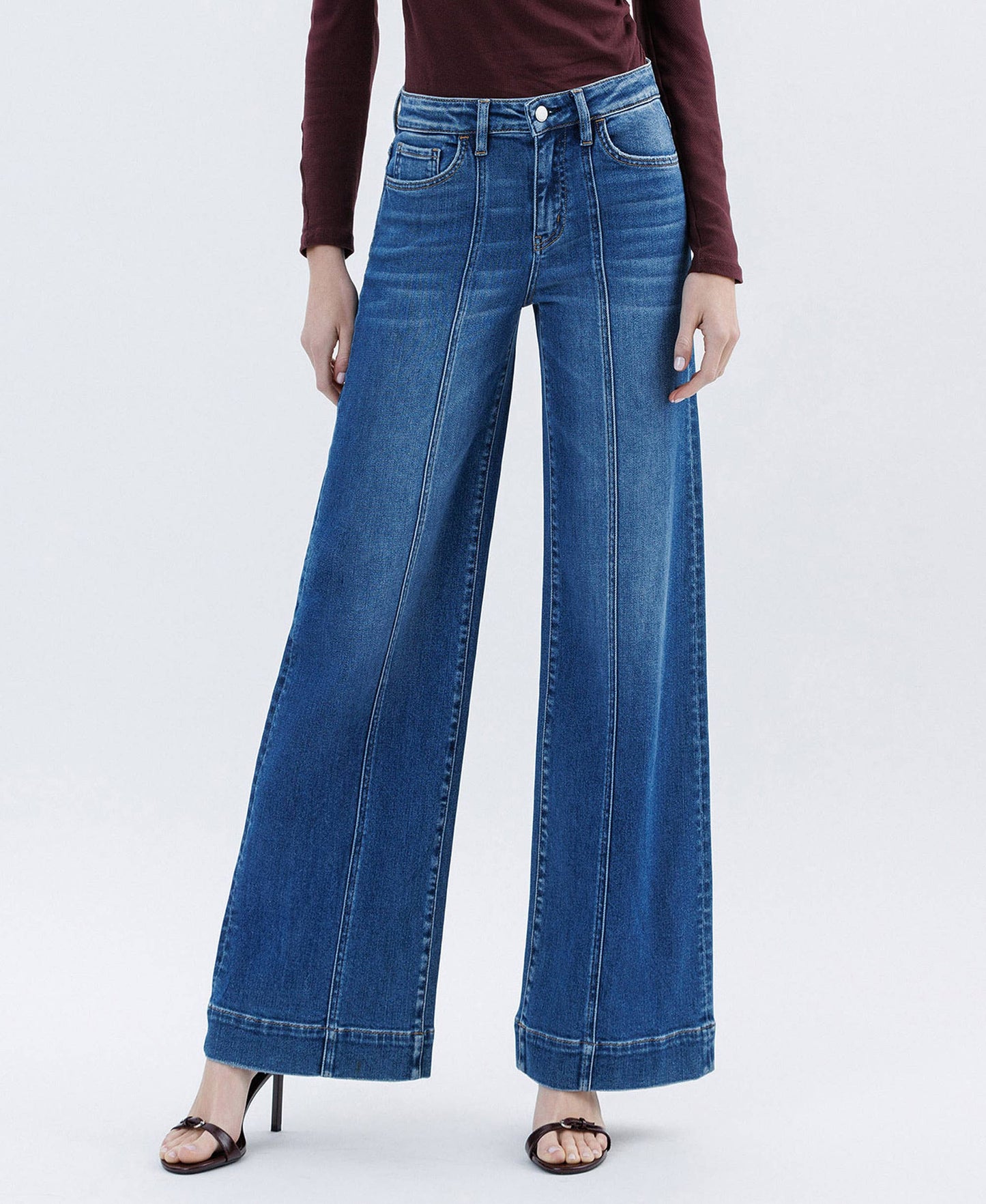 HIGH RISE TROUSER HEM EXTREME WIDE LEG