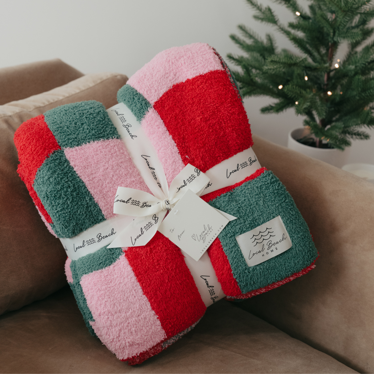 Mixed Check Holiday Stripe Cozy Luxe Home Blanket