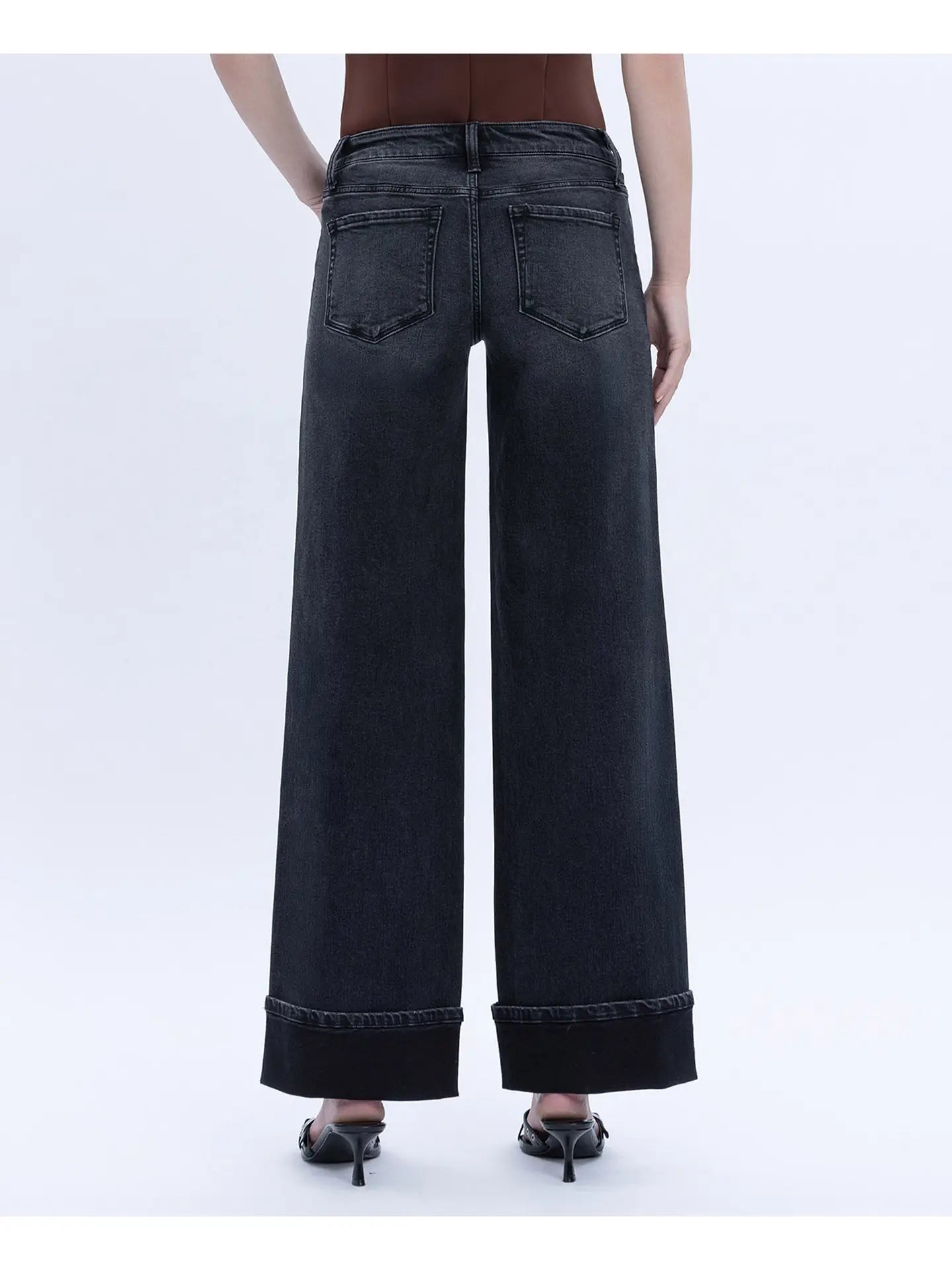 Black Low Rise Baggy Wide Leg