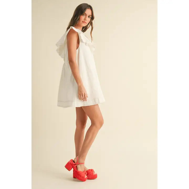 Ruffled Collar Woven Dress