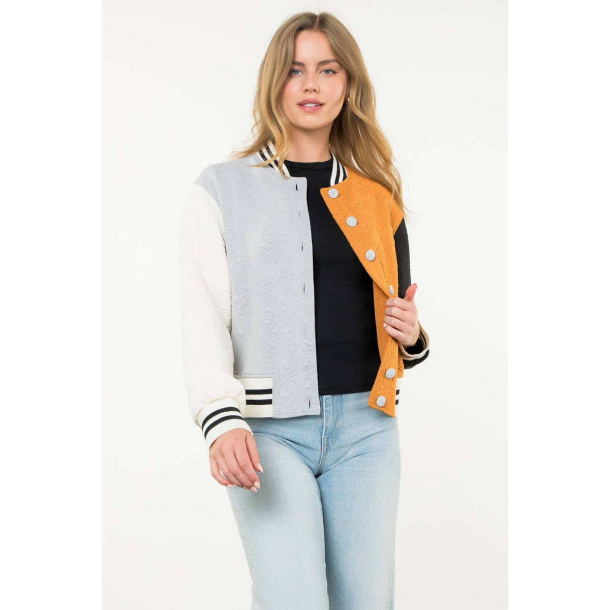 Colorblock Button Up Jacket