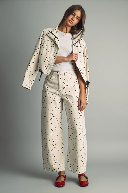 Polka Dot High Neck Jacket