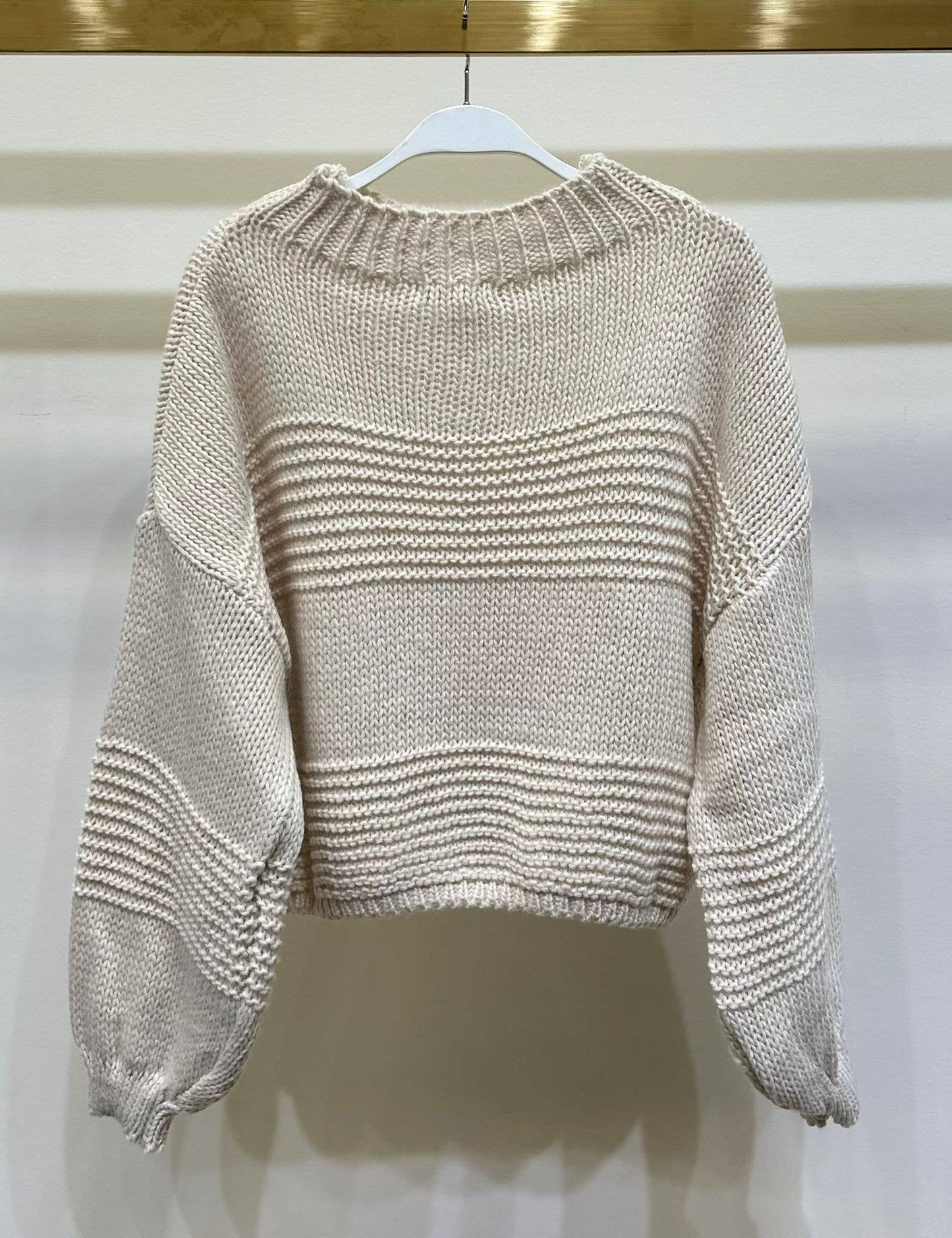 CROPPED MOCK NECK CHUNKY SWEATER